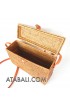 Rattan ata square sling bags with leather clips magnet